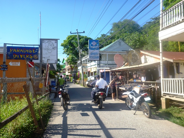 1 main road along the island with little stores, dive outfits and lodging