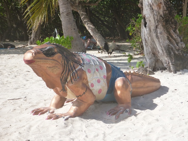 scattered all around the island are painted iguanas; very cute