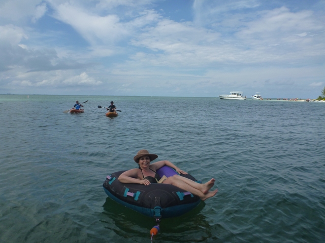the boys enjoyed a kayak while Carey enjoyed the sun